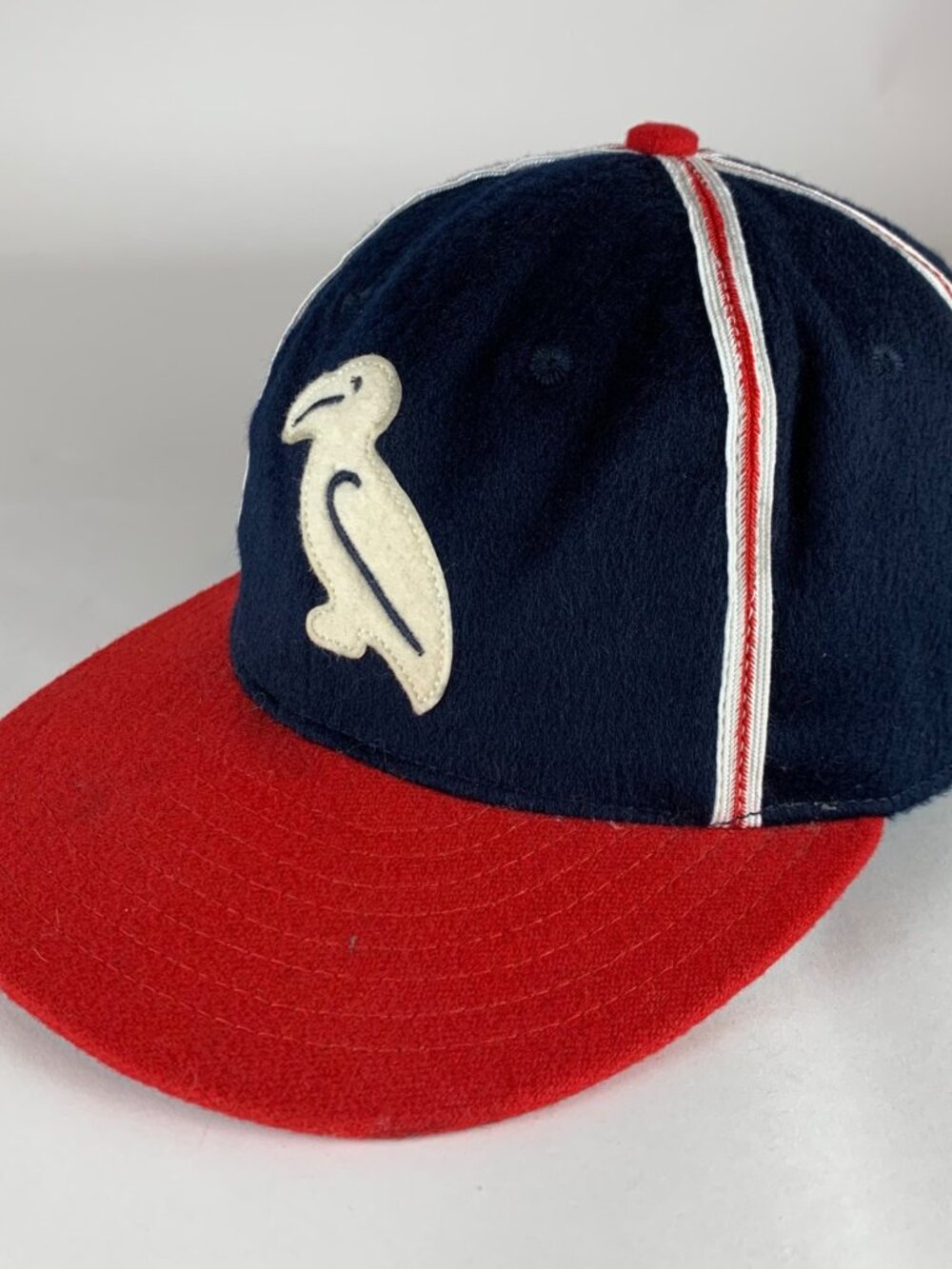 New Orleans Pelicans Navy Blue Red Ebbets Field Flannels Fitted Hat Mens 7 3/4